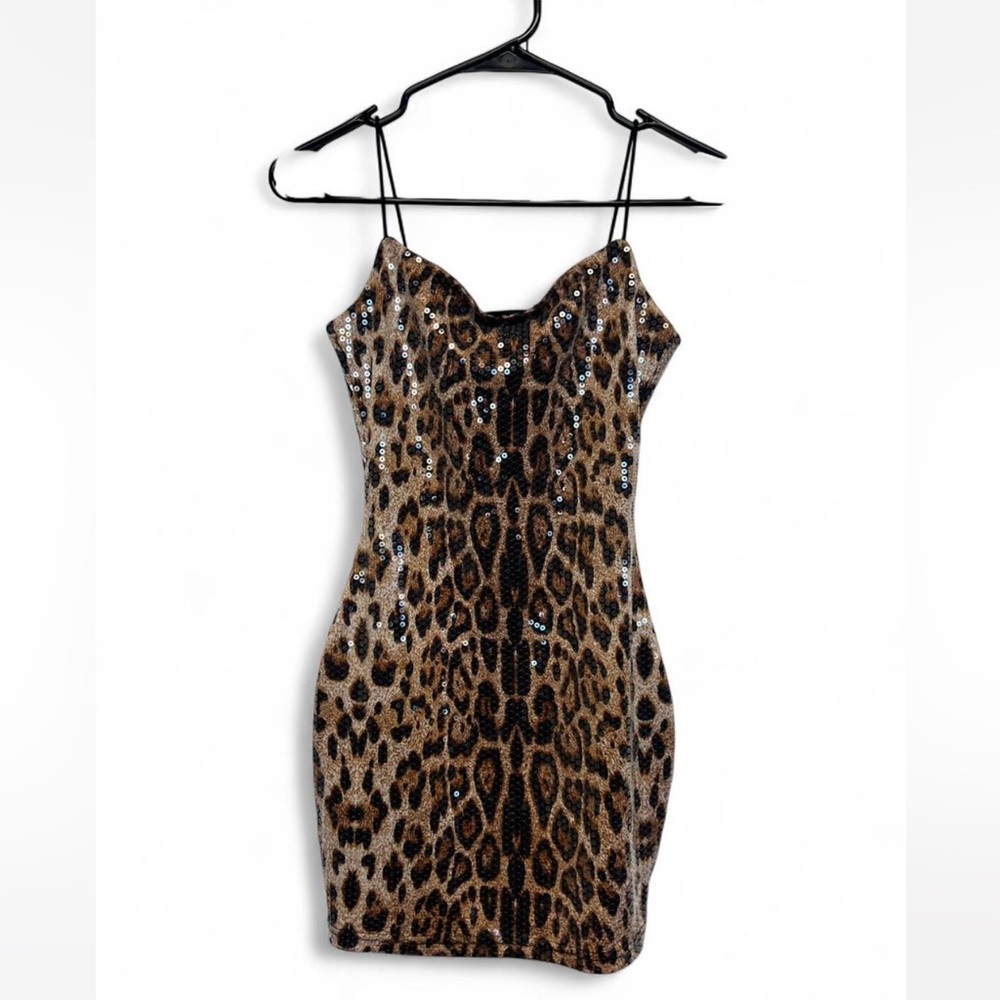 Leopard Print Sequin Dress